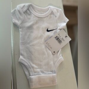 Nike White and Blue Newborn Onesie